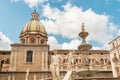 The Praetorian fountain with the dome of San Giuseppe dei Teatini church in the background, Palermo, Sicily Royalty Free Stock Photo