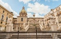 The Praetorian fountain with the dome of San Giuseppe dei Teatini church in the background, Palermo, Sicily Royalty Free Stock Photo