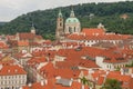 Prague aireal view over the red roofs Royalty Free Stock Photo