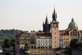 Prague architecture buldings on river bank