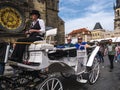 The Prague Astronomical Clock is a medieval astronomical clock.The Clock is mounted on the southern wall of Old Town City Hal Royalty Free Stock Photo