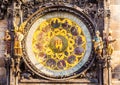 Prague astronomical clock in Old Town Square. Details of the facade closeup Royalty Free Stock Photo