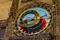 Prague Astronomical Clock, or Orloj on Old Town Hall in Prague, Czech Republic. Astronomical dial Royalty Free Stock Photo