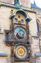 Prague Astronomical Clock Orloj with small figures located at the medieval Old Town Royalty Free Stock Photo