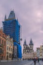 The Prague Astronomical Clock Tower reconstruction Royalty Free Stock Photo