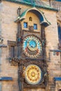 Prague Astronomical Clock on wall Royalty Free Stock Photo