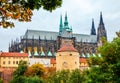Prague autumn landscape with saint vitus cathedral Royalty Free Stock Photo