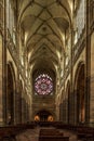 Prague, bell gothic towers and St. Vitus Cathedral. St. Vitus is a Roman Catholic cathedral in Prague, Czech Republic. Royalty Free Stock Photo