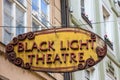 Prague Black Light Theatere sign, Czech Republic