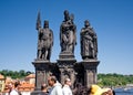 Statue of Saints Norbert of Xanten, Wenceslas and Sigismund, mounted on the balustrade of