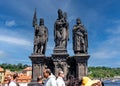 Statue of Saints Norbert of Xanten, Wenceslas and Sigismund, mounted on the balustrade of