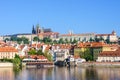 Prague, Bohemia, Czech Republic. Hradcany is the Praha Castle with churches, chapels, halls and towers from every period of its hi