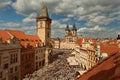 PRAGUE, BOHEMIA, CZECH REPUBLIC - View of the Old Town, Old Town Square, the Church of the Virgin Mary before the Tyn & x28;Tyn