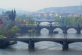 Prague bridges aerial view