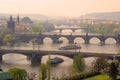 Prague bridges aerial view