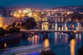 Prague bridges in the night Royalty Free Stock Photo