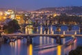 Prague bridges in the night Royalty Free Stock Photo