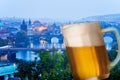 Prague bridges at night with pint Royalty Free Stock Photo