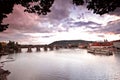 Prague bridges at sunset Royalty Free Stock Photo