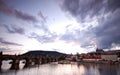 Prague bridges at sunset Royalty Free Stock Photo