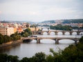 Prague bridges at sunset