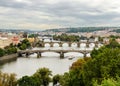 Prague bridges and Vltava river from Petrin hill, Prague, Czech Republic