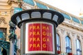 Multilingual Welcome Sign in Central Prague Square