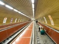 Escalators in a subway station, Prague Royalty Free Stock Photo