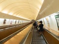 Escalators in a subway station, Prague Royalty Free Stock Photo