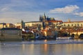 Prague Castel with St. Vitus Cathedral, Moldau, Lesser Town, Prague, Czech Republic