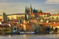 Prague Castel with St. Vitus Cathedral, Moldau, Lesser Town, Prague, Czech Republic