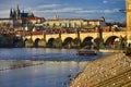 Prague Castel with St. Vitus Cathedral, Moldau, Lesser Town, Prague, Czech Republic