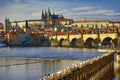 Prague Castel with St. Vitus Cathedral, Moldau, Lesser Town, Prague, Czech Republic