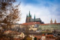 Prague Castle above the River Vltava in the winter Day, Czech Republic Royalty Free Stock Photo