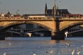 Prague castle, bridges on Vltava river Royalty Free Stock Photo