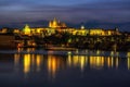 prague castle and charles bridge at night Royalty Free Stock Photo