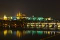 Prague Castle and Charles Bridge at night, Czech Republic Royalty Free Stock Photo