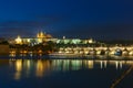 Prague Castle and Charles Bridge at night, Czech Republic Royalty Free Stock Photo