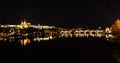 Prague castle and Charles bridge, night scene Royalty Free Stock Photo