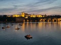 Prague Castle and Charles Bridge in sunset, Czech Republic, Eastern Europe Royalty Free Stock Photo