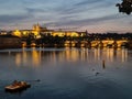 Prague Castle and Charles Bridge in sunset, Czech Republic, Eastern Europe Royalty Free Stock Photo