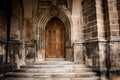 Prague Castle - Gothic architecture of st. Vitus cathedral back door. Czech Republic Royalty Free Stock Photo