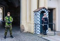 Prague Castle Guards on duty outside one of the main gateways.