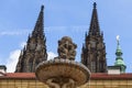 Prague Castle, Hradcany, fountain on the courtyard , Prague, Czech Republic