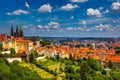 Prague Castle and Lesser Town panorama. View from Petrin Hill. Prague, Czech Republic. Spring Prague panorama from Prague Hill Royalty Free Stock Photo