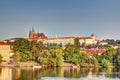 Prague Castle looms over the river Royalty Free Stock Photo