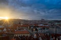 Prague castle night. Czech Republic famous travel old city. Traditional panoramic cityscape Royalty Free Stock Photo