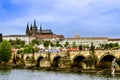 Prague castle over the Vltava river and Charles Br