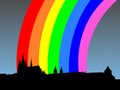 Prague castle with rainbow