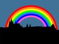 Prague castle with rainbow